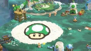 The 1-Up Mushroom decorations for Camp Central after using an unsupported amiibo in Super Mario Bros. Wonder – Nintendo Switch 2 Edition + Meetup in Bellabel Park