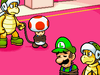 The screenshot illustrating the kidnapping of Luigi and Toad.