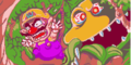 A flashback that shows Wario running from Cractus in a forest