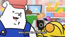 Shopkeeper Polario greeting 9-Volt in WarioWare: Move It!