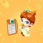 Artwork of Dr. Baby Daisy from Dr. Mario World