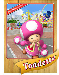 Level 1 Toadette card from the Mario Super Sluggers card game