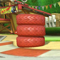 A red tire stack in Mario Kart 8 Deluxe