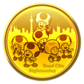 A Mario Kart Tour Toad City Sightseeing gold badge