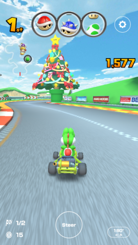 Yoshi Circuit: At a steep curve that represents the circuit's "tail"