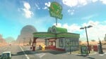 A gas station themed Yoshi's drive-through near Choco Mountain with a green logo