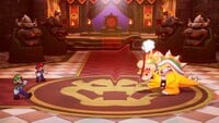 Bowser roaring after he gets angry during the battle against him in Mario & Luigi: Brothership.
