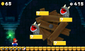 A fight against Reznors in New Super Mario Bros. 2 in World 1