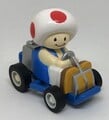 A Toad pullback car toy based on Super Mario Kart