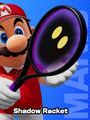 Mario with the Shadow Racket in the character select screen.
