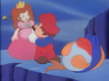 Mario and Princess Toadstool near a Rip van Fish.