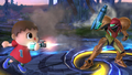 Villager intercepting a missile fired by Samus.