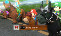 Baby Mario riding on a horse in Pro difficulty from Mario Sports Superstars