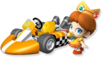 Artwork of Baby Daisy with her kart from Mario Kart Wii