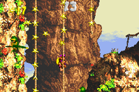 Dixie Kong in the first Bonus Level of Cliffside Blast in Donkey Kong Country 3 for Game Boy Advance