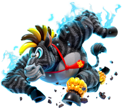 Artwork of Donkey Kong's Zebra Bananza transformation in Donkey Kong Bananza