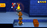 Mario jumping toward a Goomba Tower in World 1-2