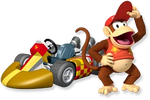 Artwork of Diddy Kong and his standard kart from Mario Kart Wii