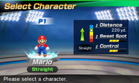 Mario's stats in the golf portion of Mario Sports Superstars