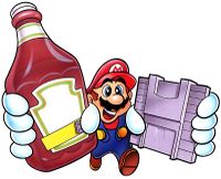 Mario as illustrated in a mid-90s backer card for Heinz Tomato Ketchup.