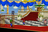 Mario and Luigi in the interior of Peach's Castle.