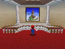 Mario facing the picture of Whomp's Fortress