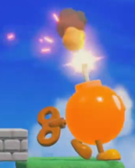 A Mega Bob-omb in the Super Mario 3D World style from Super Mario Maker 2