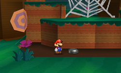 Mario near the Watch Battery Thing in Tree Branch Trail of Paper Mario: Sticker Star.