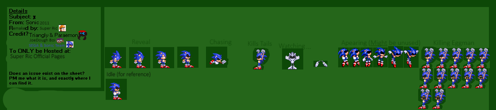 My take on X (Sonic.exe)'s Sonic 2011 (MY5T CRISMON Sonic.exe game remake) spritesheet