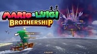 The Extension Corps (on the left of screen) on the title screen with in Mario & Luigi: Brothership