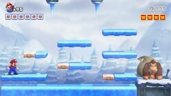 Screenshot of Slippery Summit Plus level 6-DK+ from the Nintendo Switch version of Mario vs. Donkey Kong