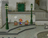 The Goomba near the ruined fountain in Rogueport Sewers
