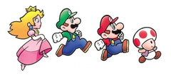 Artwork of Princess Peach, Luigi, Mario and Toad.