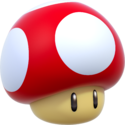 Artwork of a Super Mushroom from Super Mario 3D World.