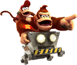 Artwork of Donkey Kong and Diddy Kong on a Mine Cart in Donkey Kong Country Returns HD