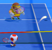 A drop shot from Mario Tennis Aces