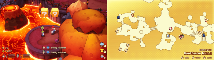 Blocks 1-2 in Heatfreeze Island from Mario & Luigi: Brothership