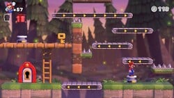 Screenshot of Mystic Forest level 7-1 from the Nintendo Switch version of Mario vs. Donkey Kong