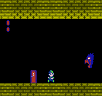 The Mask Gate boss as it appears in World 7-2 of Super Mario Bros. 2