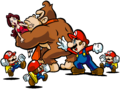 Group artwork of Mario, Donkey Kong, Pauline, and the Mini Marios