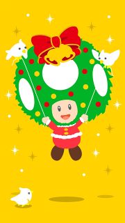 Christmas-themed wallpaper featuring Kinopio-kun
