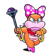 Artwork of Wendy O. Koopa holding a magic wand from Super Mario Bros. 3