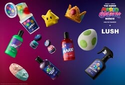 Promotional image for the Lush × The Super Mario Galaxy Movie collection