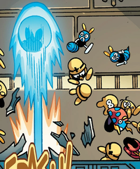 A Goomba cameos in "When Worlds Collide Part Ten: No Holds Barred" in Mega Man issue 27