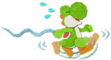 Paper cutout of Yoshi Flutter Jumping