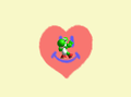 The Green Yoshi doing a V sign