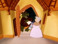 King Koopa offering the telegram to Gramma Toadstool in "Little Red Riding Princess."