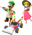 Luigi (Painter), Peach (Vacation), and the Paintster