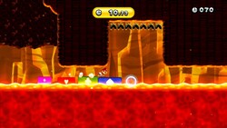 Screenshot of Mario in Three-Legged Lava Race, a Boost Mode Challenge Mode in New Super Mario Bros. U.