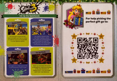 Spread of the first and second pages in the Nintendo Holiday Activity & Gift Guide